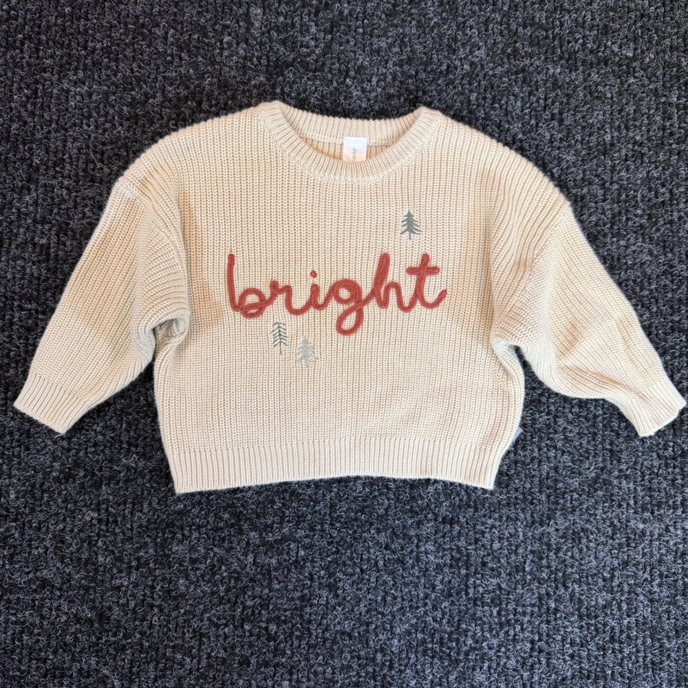 Modern Moments‎ by Gerber Bright Tree Knit Sweater Cream 18M Toddler Pullover